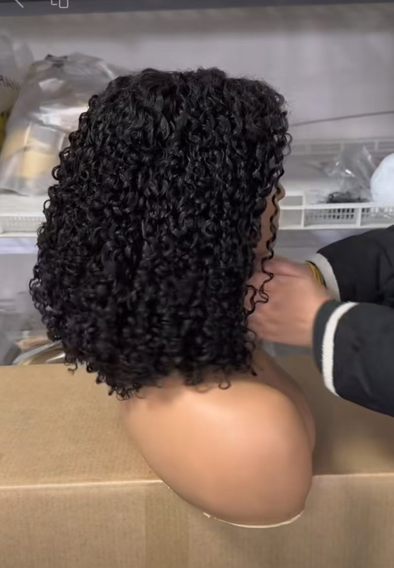 Rose Hair SDD Bob Wig Pixie Curly 5x5 6x6 Lace Closure Wig Human Virgin Hair Full and High Density