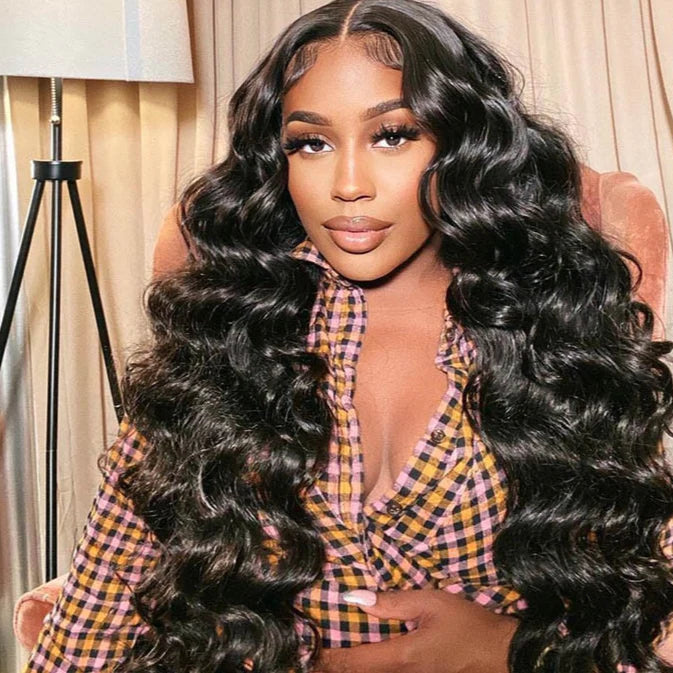 Loose Wave 13x6 HD FULL Lace Wig Easy-Wear Lace Frontal Human Hair Wig Natural Black Color