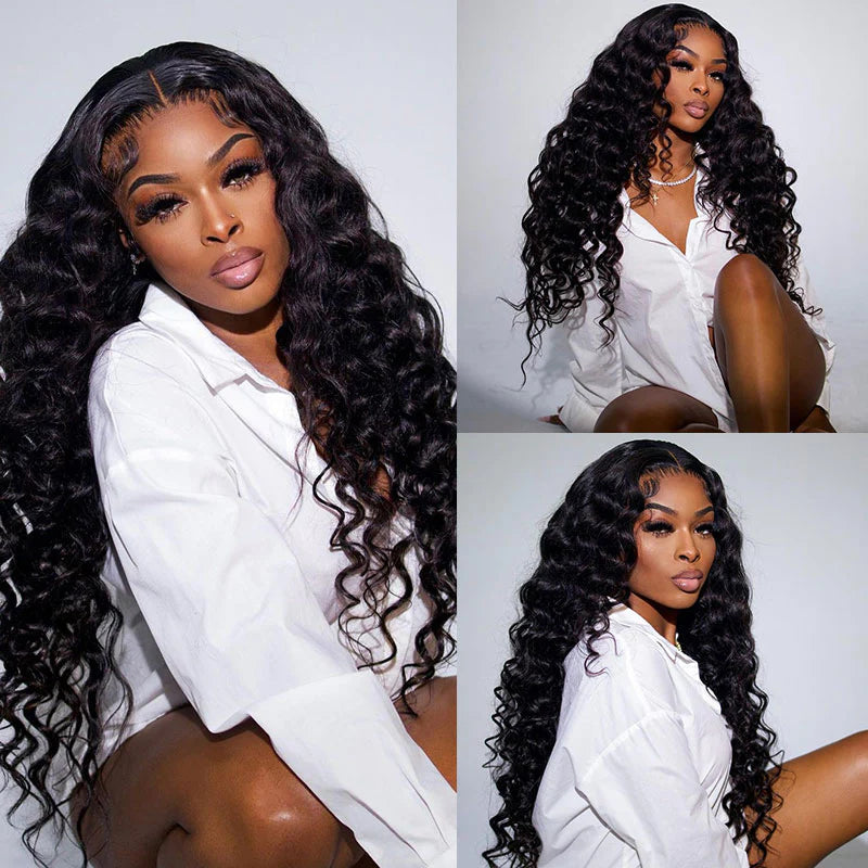Loose Wave 13x6 HD FULL Lace Wig Easy-Wear Lace Frontal Human Hair Wig Natural Black Color