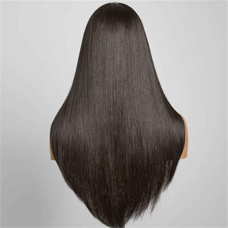 Rose Hair Stylish Layered Cut Straight 5x5 Lace Closure Wig Human Hair Wig