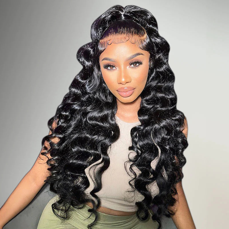 Loose Wave 13x6 HD FULL Lace Wig Easy-Wear Lace Frontal Human Hair Wig Natural Black Color