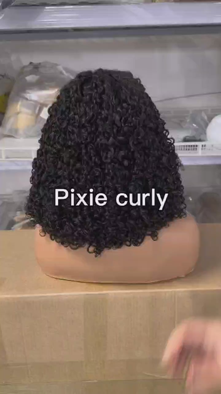 Rose Hair SDD Bob Wig Pixie Curly 5x5 6x6 Lace Closure Wig Human Virgin Hair Full and High Density