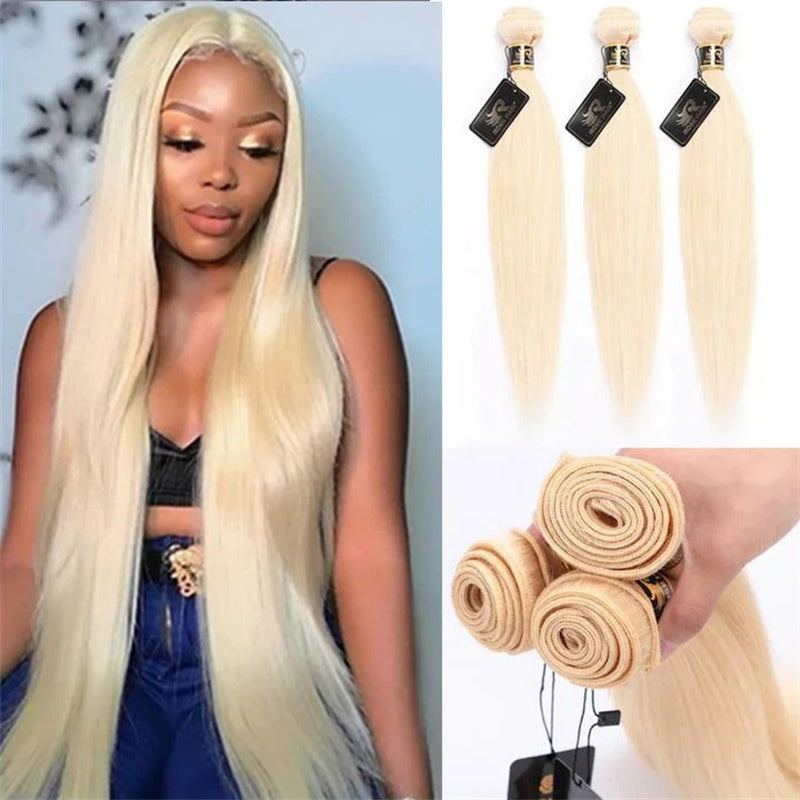 Rose Hair Blonde 613 Color 10A Grade 3 Bundles Straight Hair Brazilian Virgin Hair Bundles