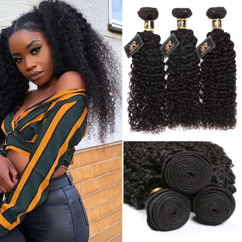 Rose Hair 10A Grade 3 Bundles Kinky Curly Brazilian Virgin Hair Bundles