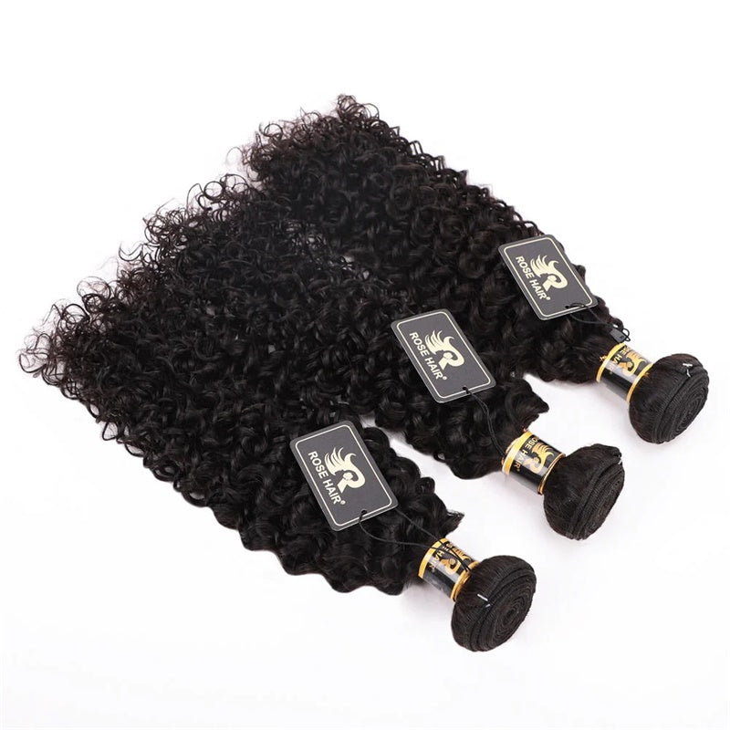 Rose Hair 10A Grade 3 Bundles Kinky Curly Brazilian Virgin Hair Bundles