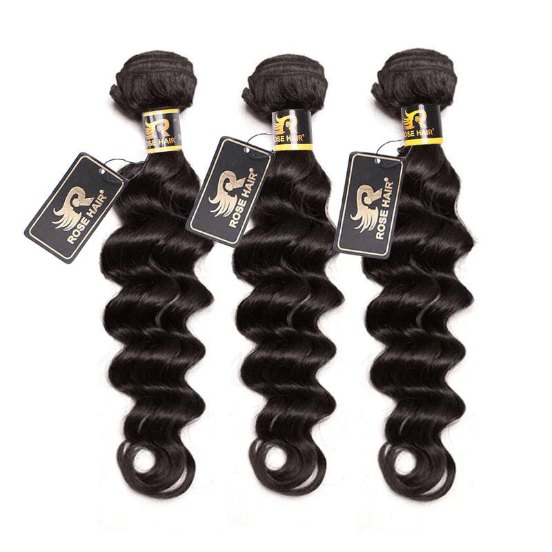 Rose Hair 10A Grade 3 Bundles Loose Deep Wave Brazilian Virgin Hair Bundles