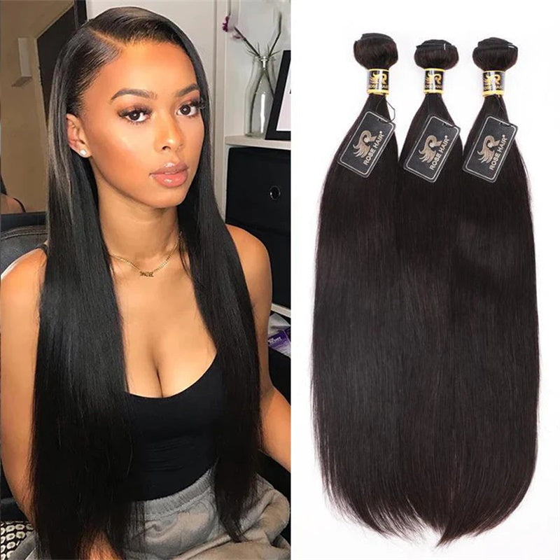 Rose Hair 10A Grade 3 Bundles Straight Hair Brazilian Virgin Hair Bundles