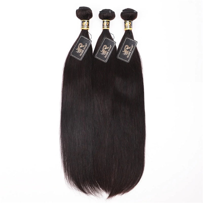 Rose Hair 10A Grade 3 Bundles Straight Hair Brazilian Virgin Hair Bundles