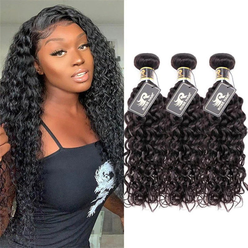 Rose Hair 10A Grade 3 Bundles Water Wave Brazilian Virgin Hair Bundles