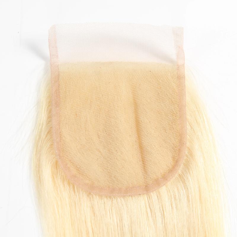 Rose Hair Blonde 613 Color 1Pcs Body Wave 4x4 Lace Closure Brazilian Virgin Hair