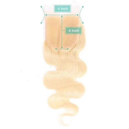 Rose Hair Blonde 613 Color 1Pcs Body Wave 4x4 Lace Closure Brazilian Virgin Hair