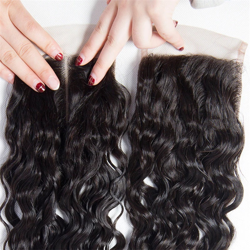 Rose Hair 1Pcs Water Wave 4x4 Lace Closure Brazilian Virgin Hair