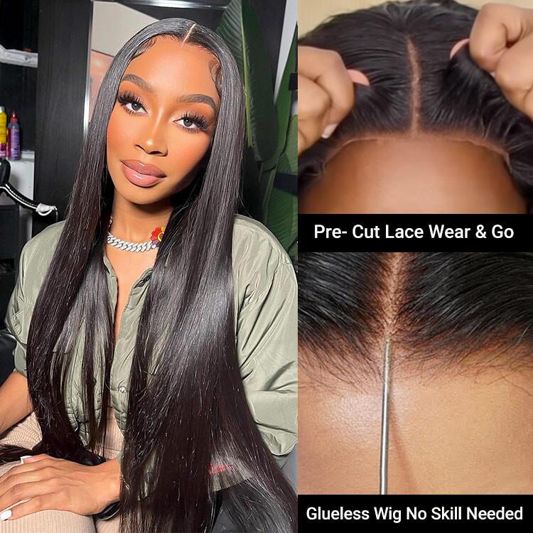Pre Cut Lace | Glueless 6X5 HD Lace Wig Straight Human Hair Wear And Go Wig