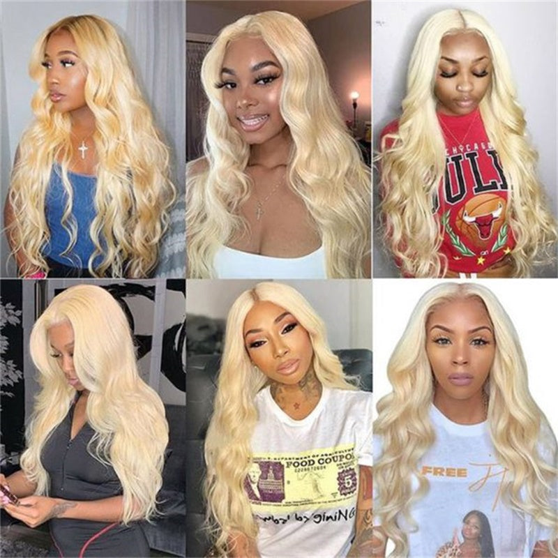 Rose Hair Blonde 613 Color Body Wave 13x4 Lace Front Wig Human Hair Wig