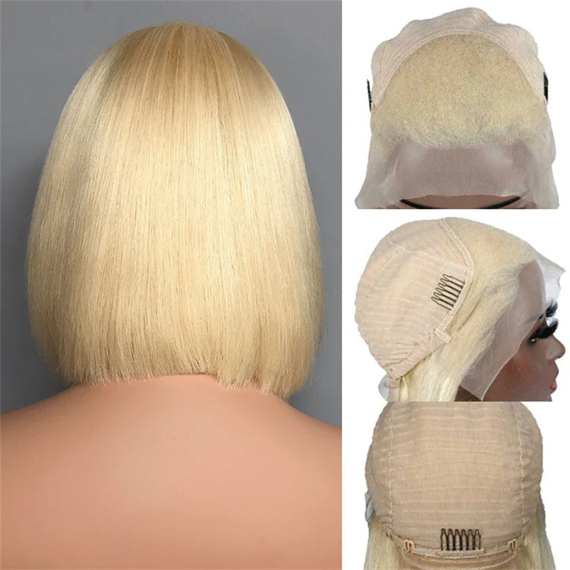 Rose Hair Blonde 613 Color Straight Hair 13x4 lace Front Bob Wig Human Hair Wig