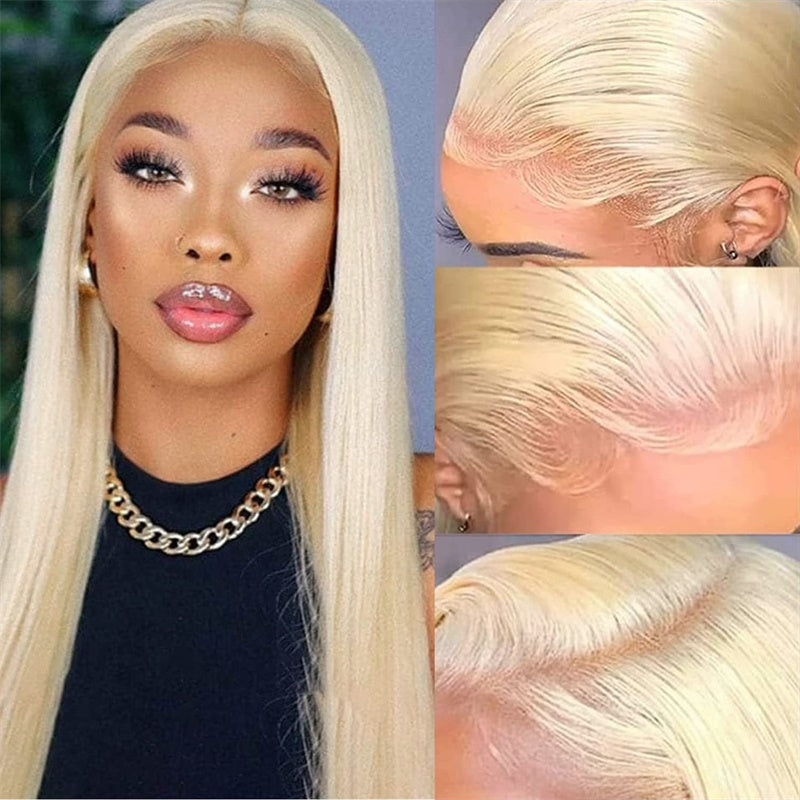 Rose Hair Blonde 613 Color Straight Hair 13x4 Lace Front Wig Human Hair Wig