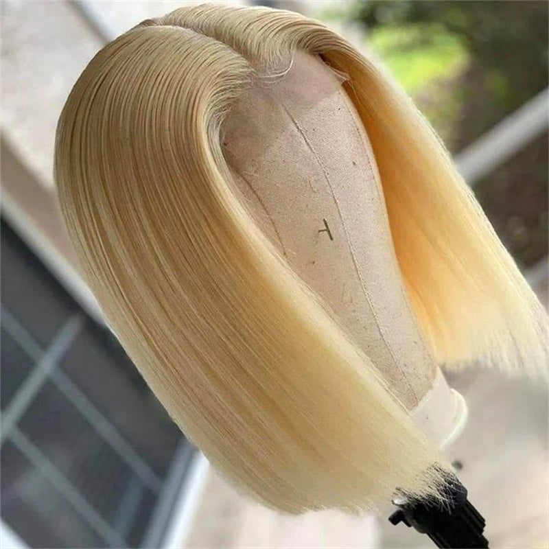 Rose Hair Blonde 613 Color Straight Hair 4x4 lace Closure Bob Wig Human Hair Wig