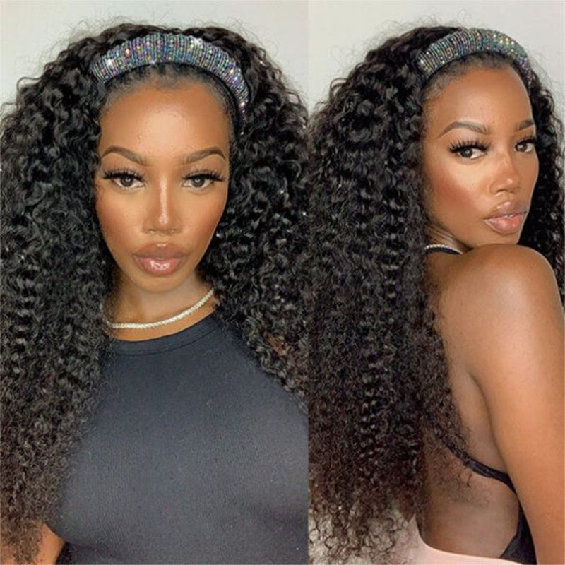 Rose Hair Deep Wave Headband Wig Human Hair Wig