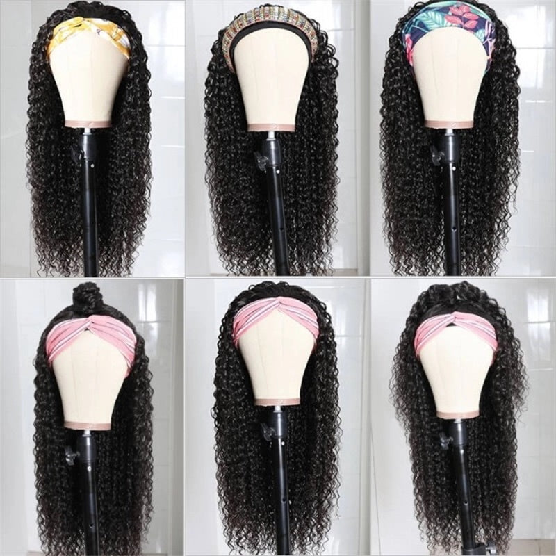 Rose Hair Jerry Curly Headband Wig Human Hair Wig
