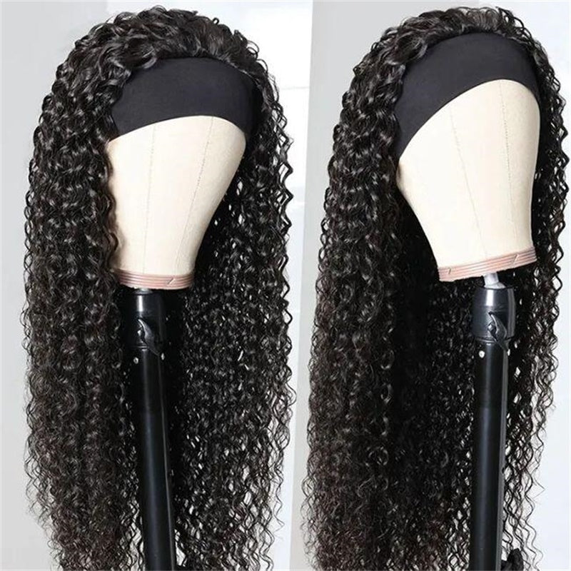 Rose Hair Jerry Curly Headband Wig Human Hair Wig