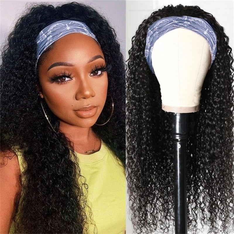 Rose Hair Jerry Curly Headband Wig Human Hair Wig