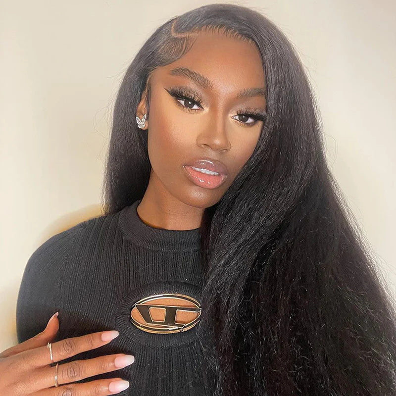 Rose Hair Kinky Straight 13x4 Lace Front Wig Human Hair Wig