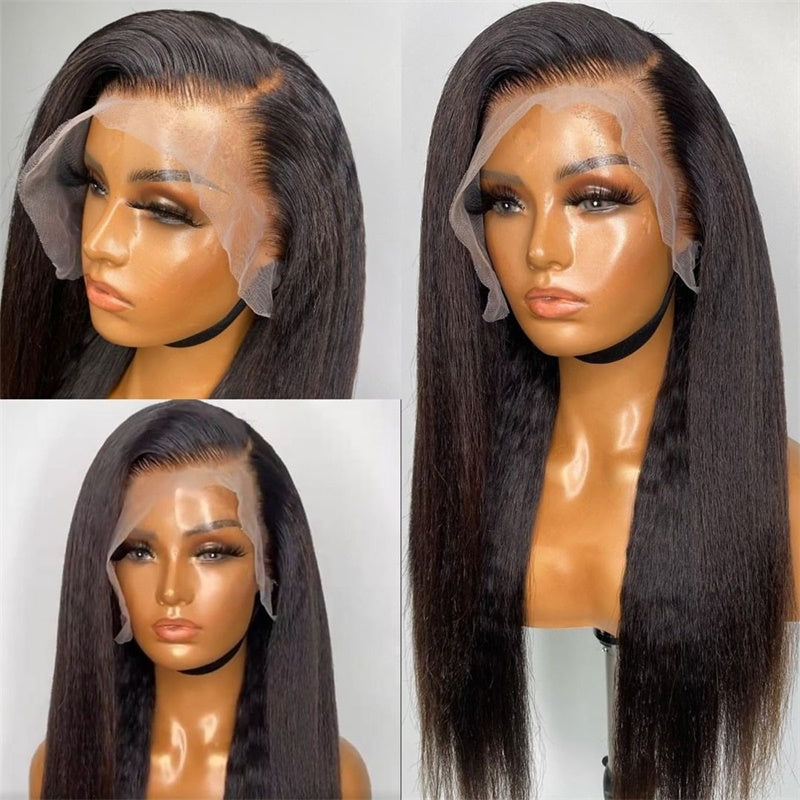 Rose Hair Kinky Straight 13x4 Lace Front Wig Human Hair Wig