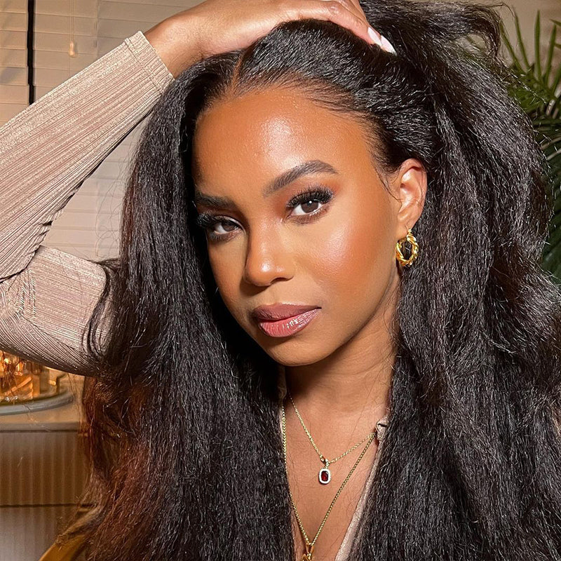 Rose Hair Kinky Straight 4x4 Lace Closure Wig Human Hair Wig