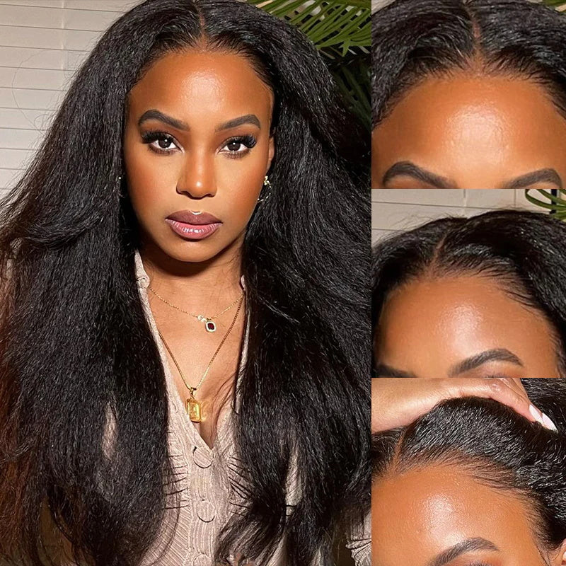 Rose Hair Kinky Straight 4x4 Lace Closure Wig Human Hair Wig