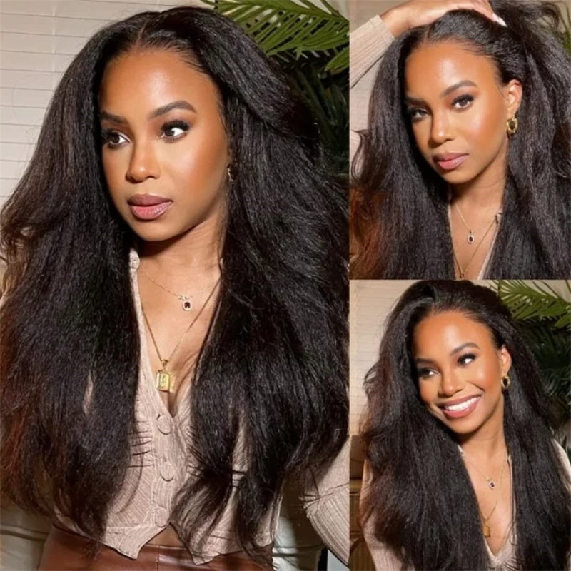 Rose Hair Kinky Straight T Part Wig Human Hair Wig