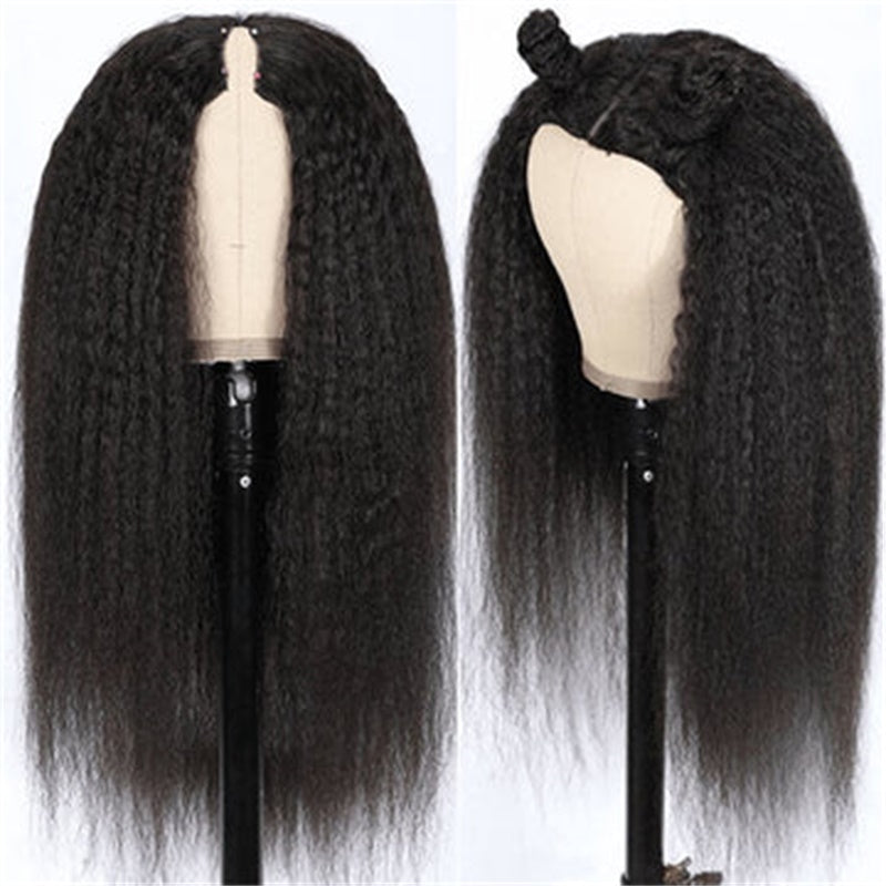 Rose Hair Kinky Straight V Part Wig Human Hair Wig