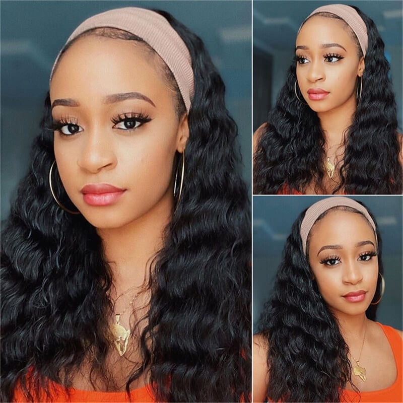 Rose Hair Loose Deep Wave Headband Wig Human Hair Wig