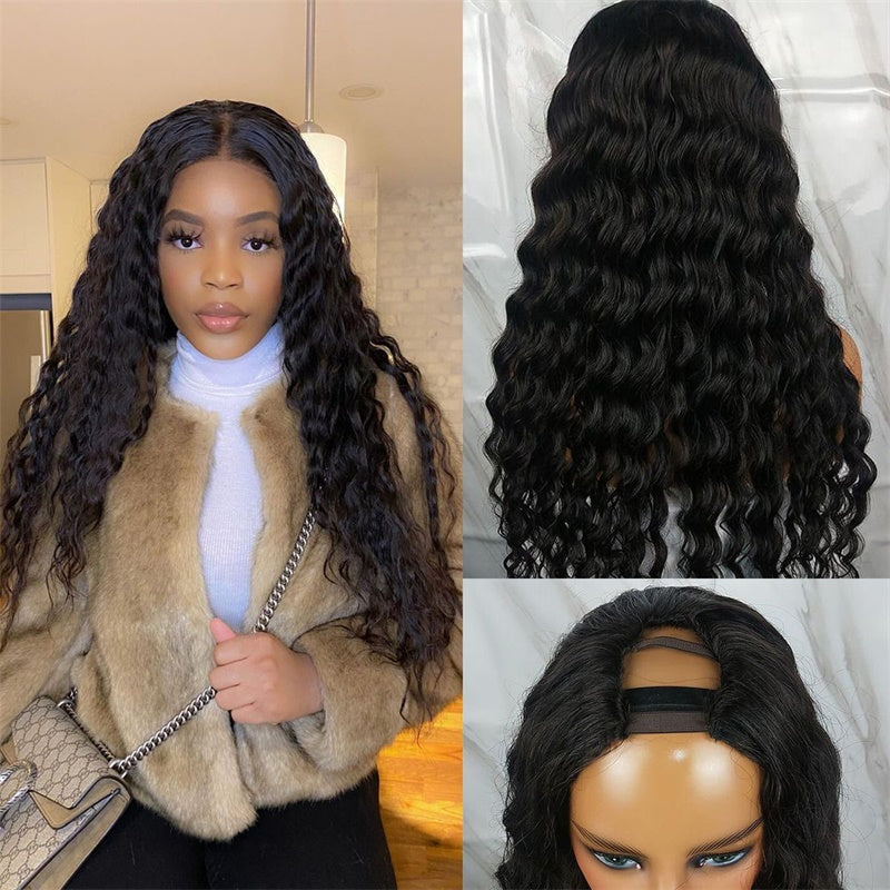 Rose Hair Loose Deep Wave U Part Wig Human Hair Wig