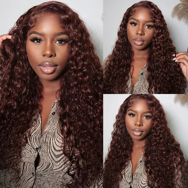 Rose Hair Reddish Brown Jerry Curly 13x4 Lace Front Wig Human Hair Wig For Black Women