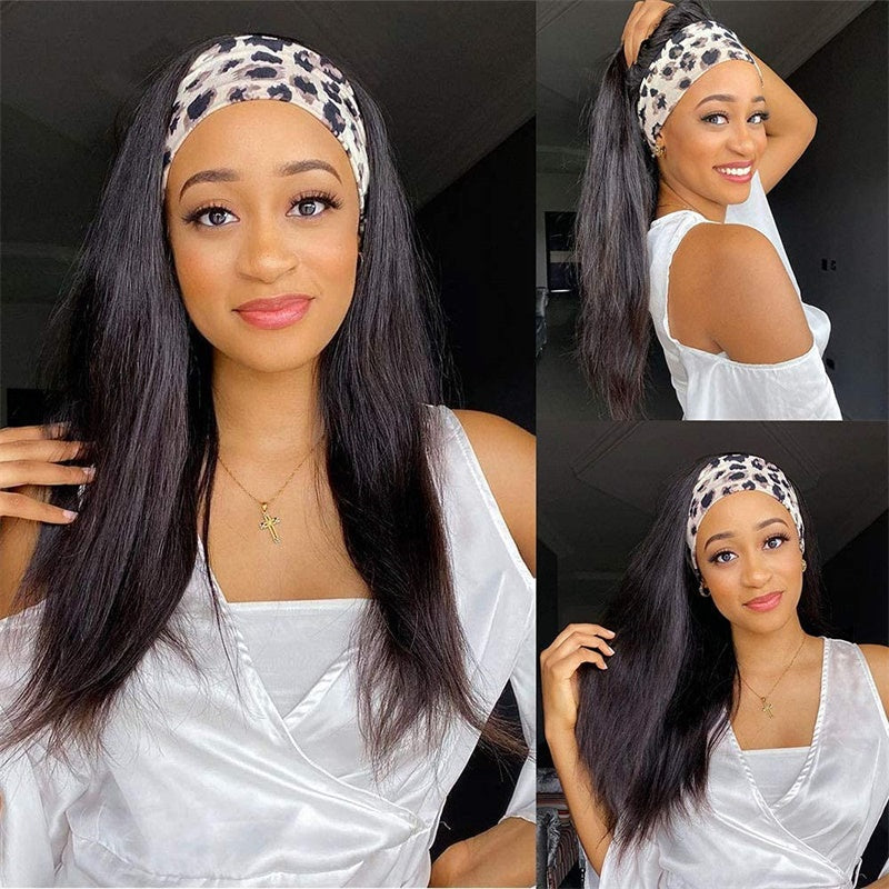 Rose Hair Straight Hair Headband Wig Human Hair Wig