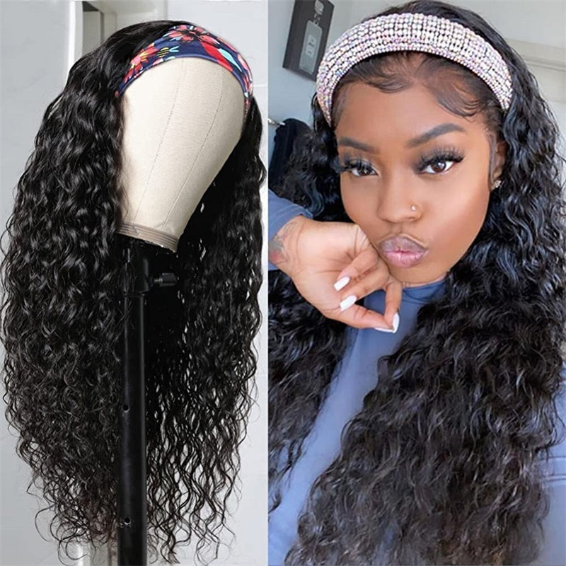 Rose Hair Water Wave Headband Wig Human Hair Wig