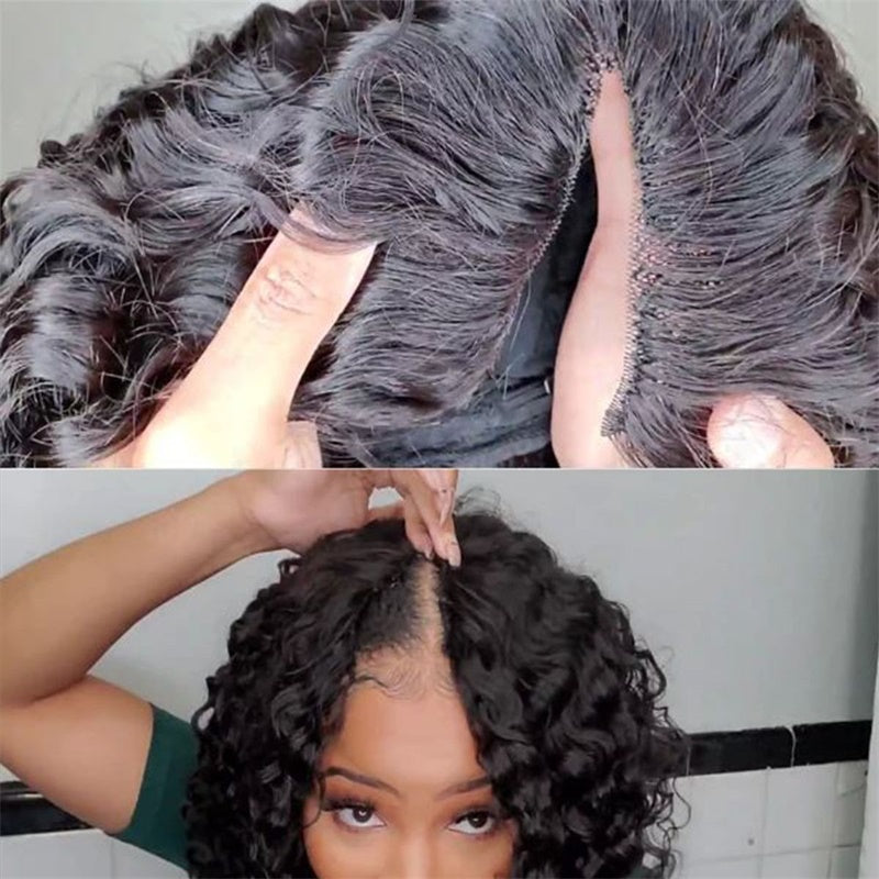 Rose Hair Water Wave V Part Wig Human Hair Wig