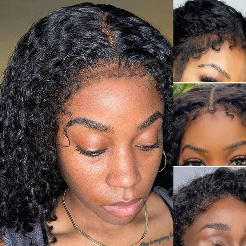 Rose Hair 4C Edges Lace Wig Deep Curly HD Lace Human Hair Wig 180% Density