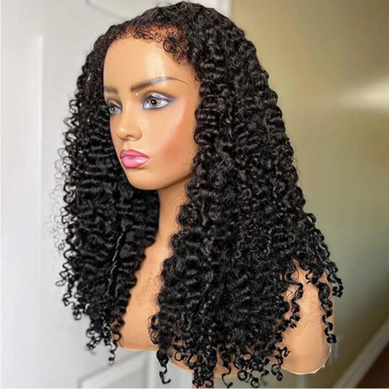 Rose Hair 4C Edges Lace Wig Deep Curly HD Lace Human Hair Wig 180% Density