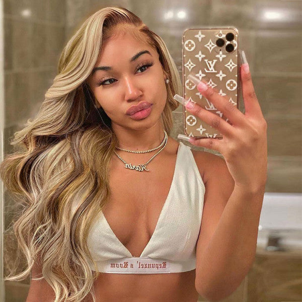 Rose Hair Brown With Blonde Highlights Wig