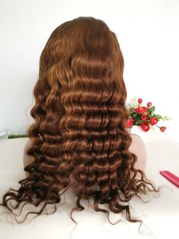 Rose Hair New Hairstyle 13*4 Lace Frontal Deep Wave Wig Ombre Color Brazilian Human Virgin Hair - Rose Hair