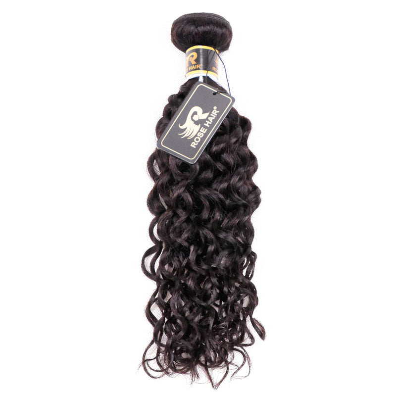10A Grade Brazilian 4 Bundles Water Wave Human Virgin Hair With 13x4 Lace Frontal Pre Plucked - Rose Hair