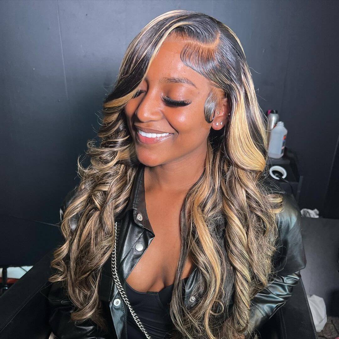 Balayage Highlights 5x5 HD Lace Front Wig Straight Body Wave Human Hair Wigs For Women