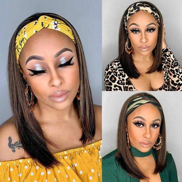 FLASH SALE | Mix Color Highlights Bob Wig Headband Wig (Get Free Trendy Headbands)