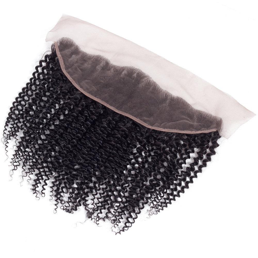 1PCS Brazilian Virgin Kinky Curly Pre Plucked 13x4 Lace Frontal - Rose Hair