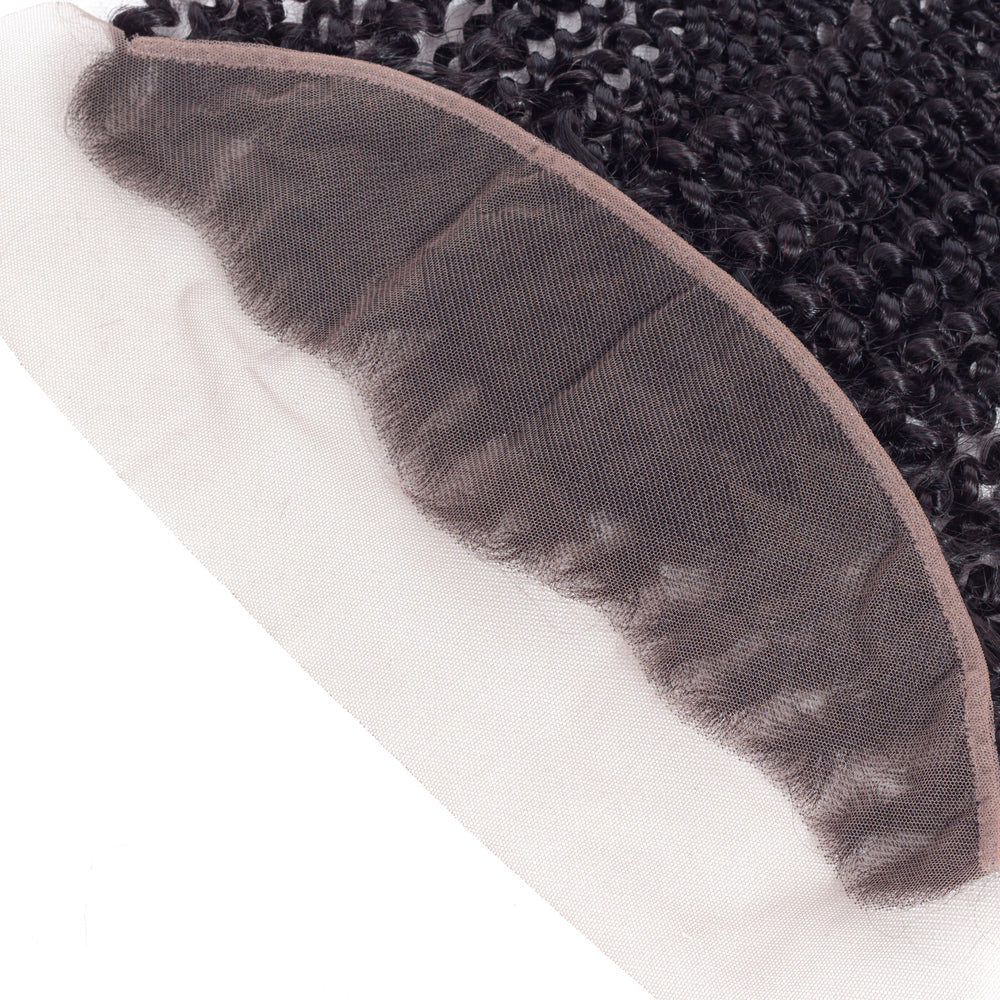 1PCS Brazilian Virgin Kinky Curly Pre Plucked 13x4 Lace Frontal - Rose Hair