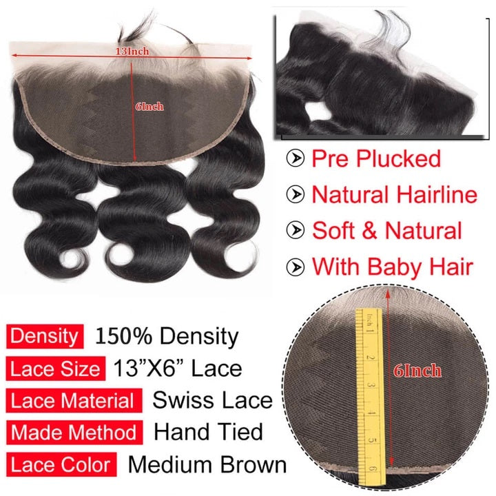 10A Grade Pre Plucked 13x6 Lace Frontal With 4 Bundles Best Brazilian Human Virgin Hair Body Wave - Rose Hair