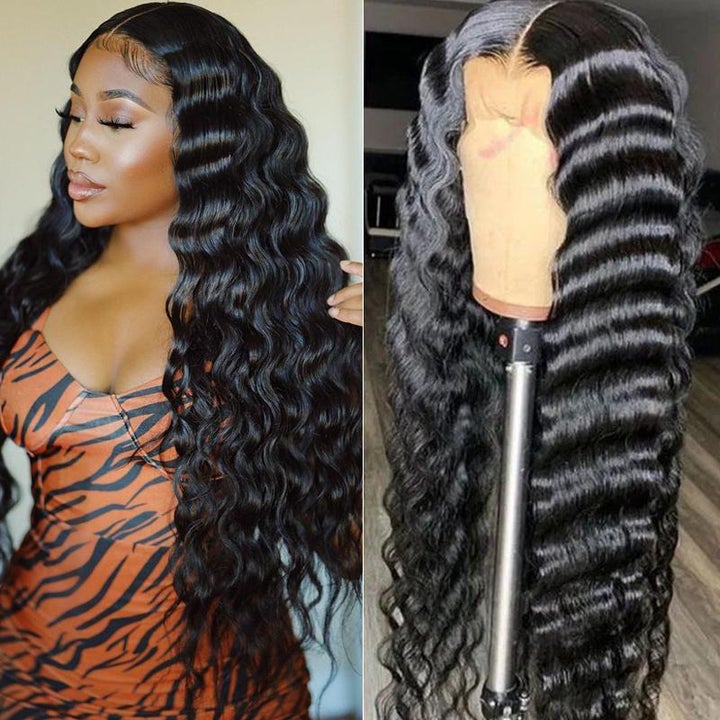 Melting! Rose Hair 13x6 Swiss HD Lace Frontal Wigs Deep Wave Invisible 100% Human Hair