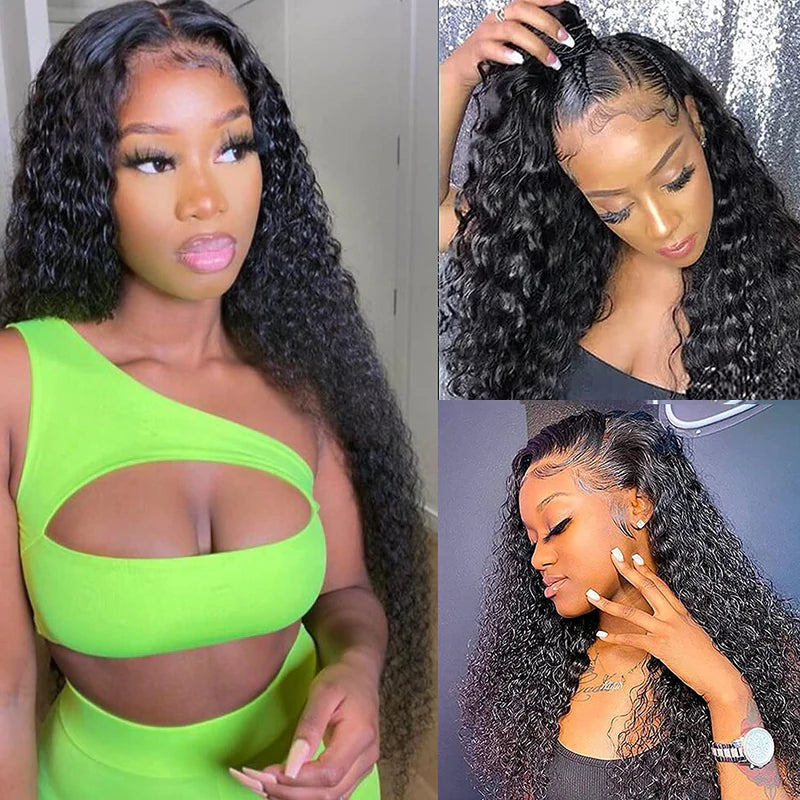 13x4 Lace Front Wigs Peruvian Deep Wave Human Hair Wigs 180% Density Pre-plucked