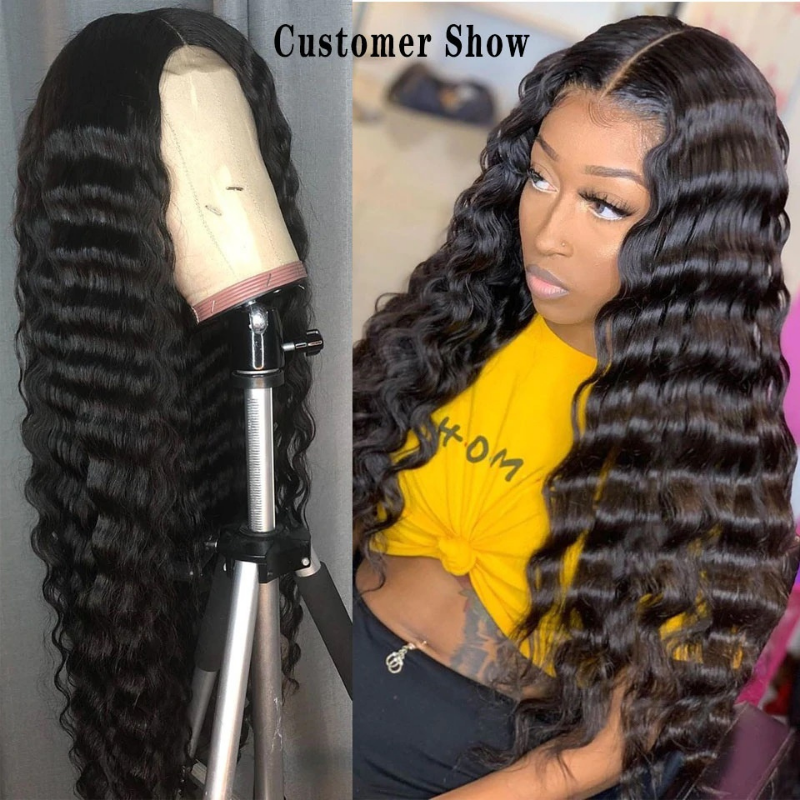 Rose Hair Brazilian Deep Wave Wig 4*4 Lace Front Human Hair wig - Rose Hair